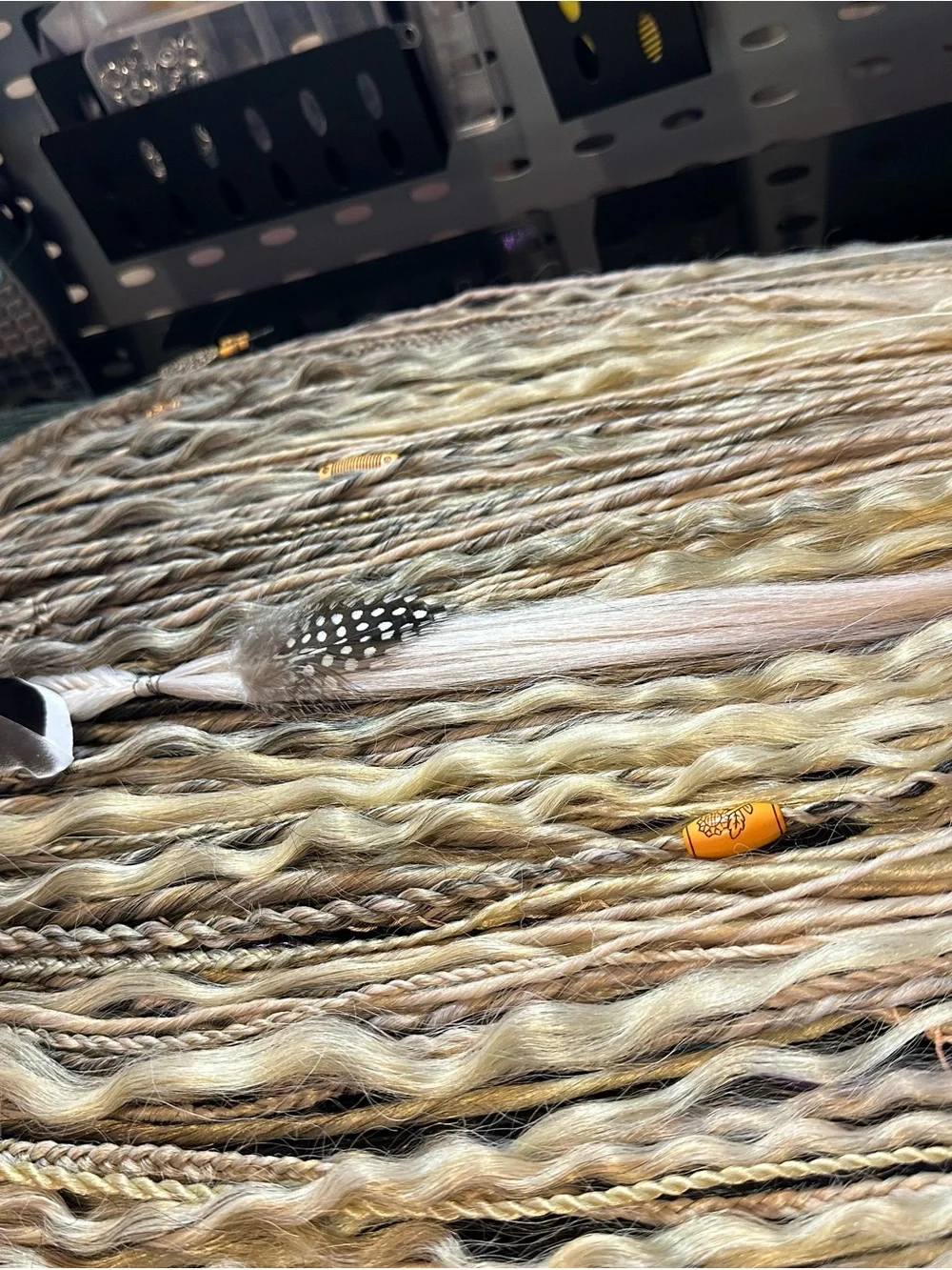 Black and Blonde Braided Hairpiece with  Accents New 70 DE Dreadlocks